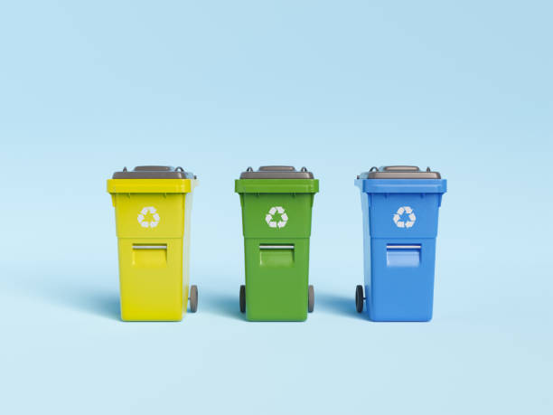 3 colourful bins